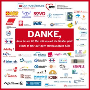 Plakat mit Logos für Demo für soziale Gerechtigkeit